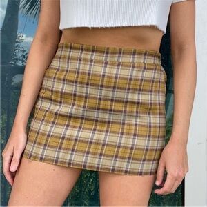 Green Plaid Mini Skirt M